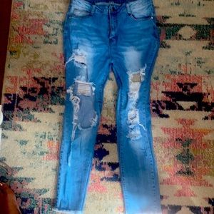 Fashion nova extremely distressed jeans